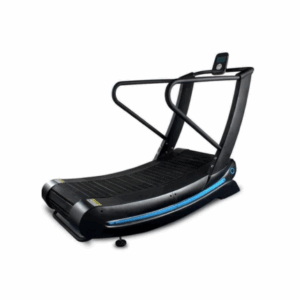 caminadora curva para ejercicios color negro con detalles celestes