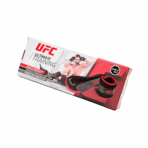 caja que contiene producto tobillera con peso marca UFC caja color blanco con rojo