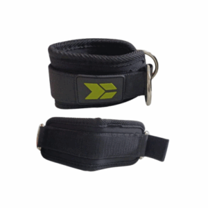 tobillera de doble argolla cromada color negro para ejercicios con polea