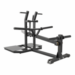 maquina de ejercicio tipo belt squat color negro con detalles cromados