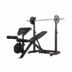 maquina de ejercicios tipo press banca con smith color negro con detalles cromados
