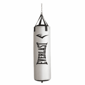 saco de boxeo marca everlast color blanco con detalles en negro